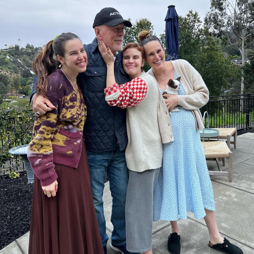 Tallulah Willis and her sisters Scout and Rumer with their dad Bruce Willis. 