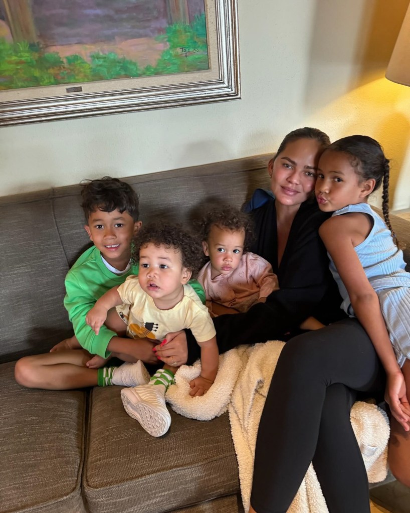 Chrissy Teigen and her children, kids, Luna, Miles, Esti and Wren 