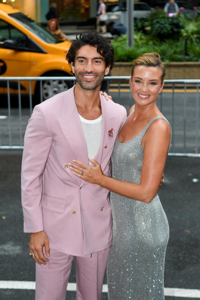 Justin Baldoni and wife Emily at New York City "It Ends With Us" premiere on Aug. 6