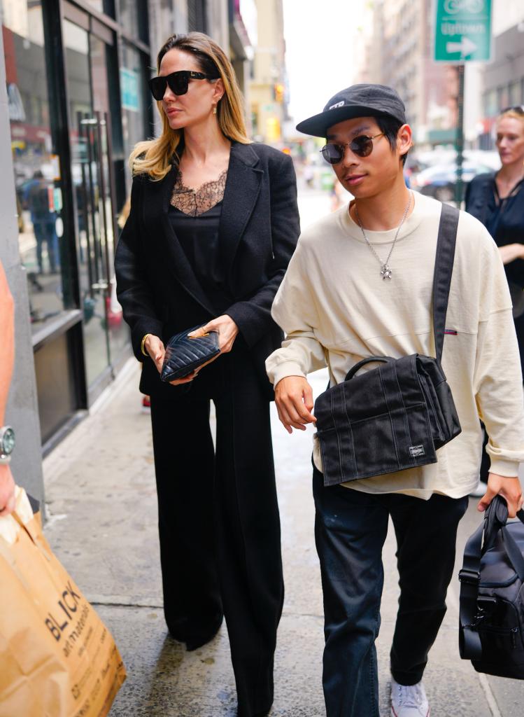 Angelina Jolie and Pax Jolie-Pitt in NYC in August 2023