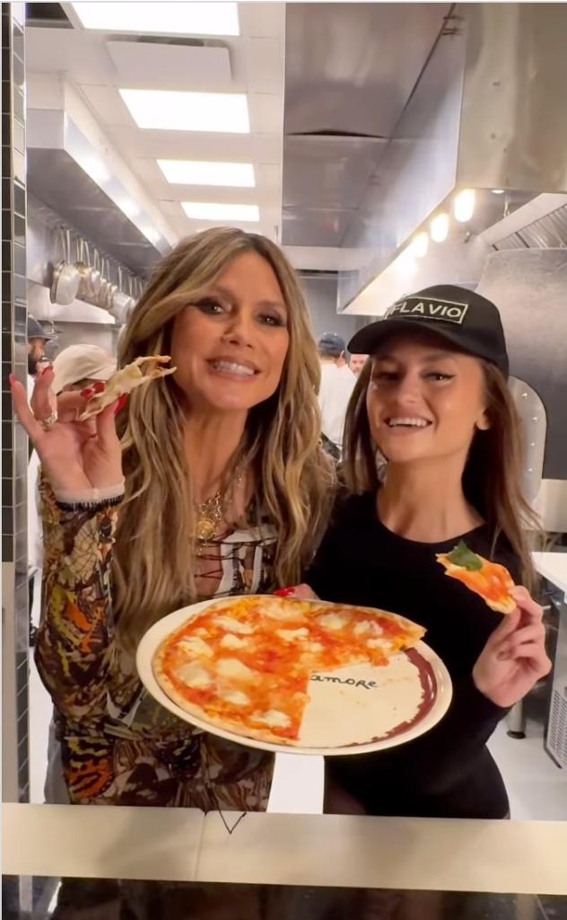 Heidi Klum and her daughter, Leni Klum, at the opening of Crazy Pizza in New York City on Oct. 29. 