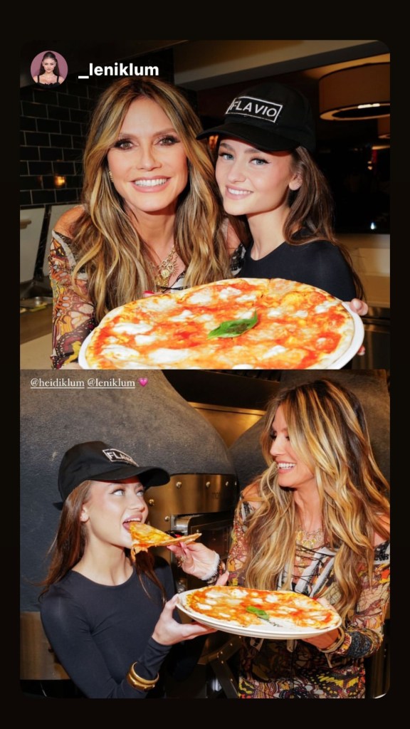 Heidi Klum and Leni Klum at the opening of Crazy Pizza in New York City on Oct. 29. 