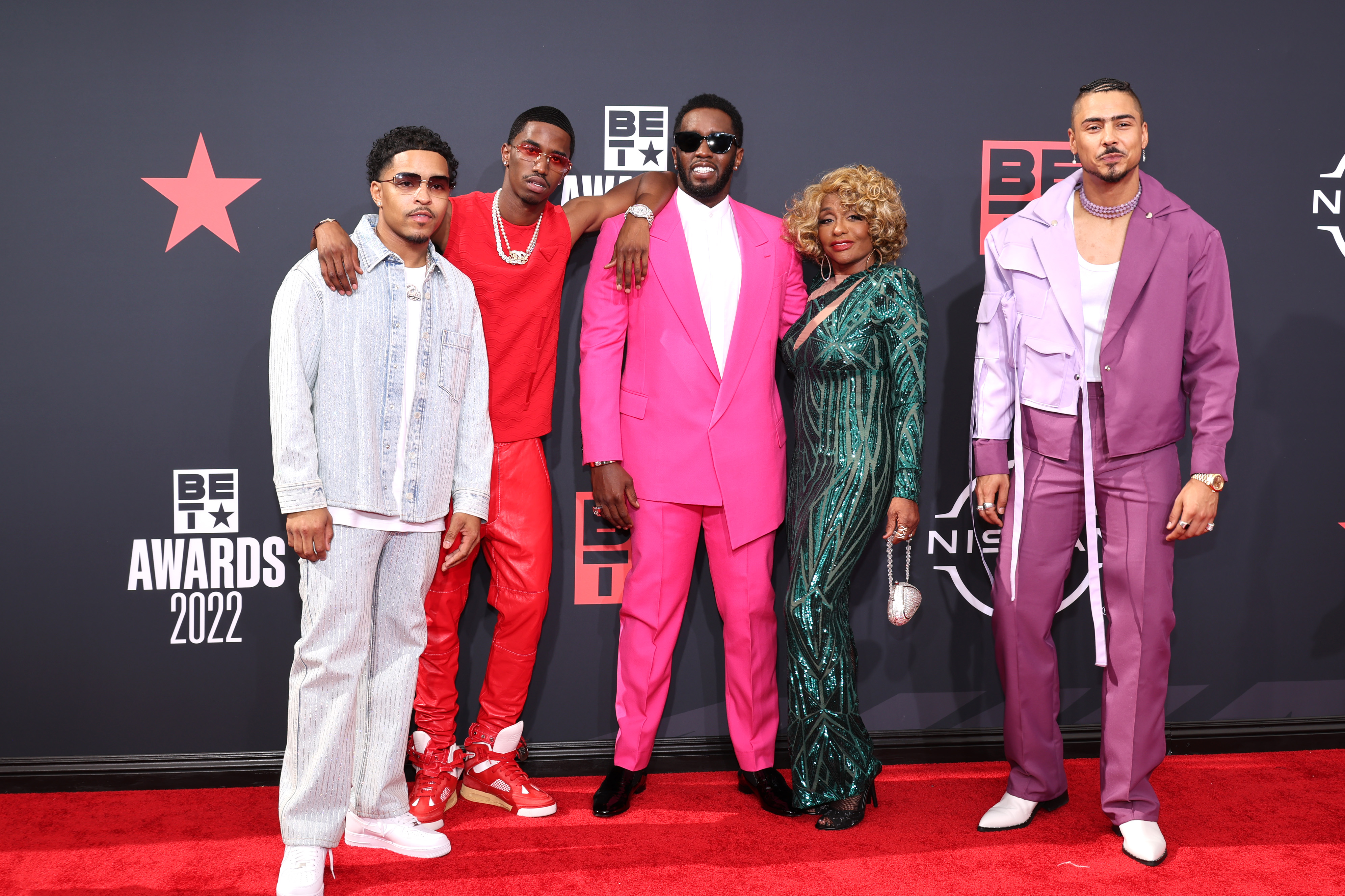 Sean Combs, his mom and his sons at the 2022 BET Awards.