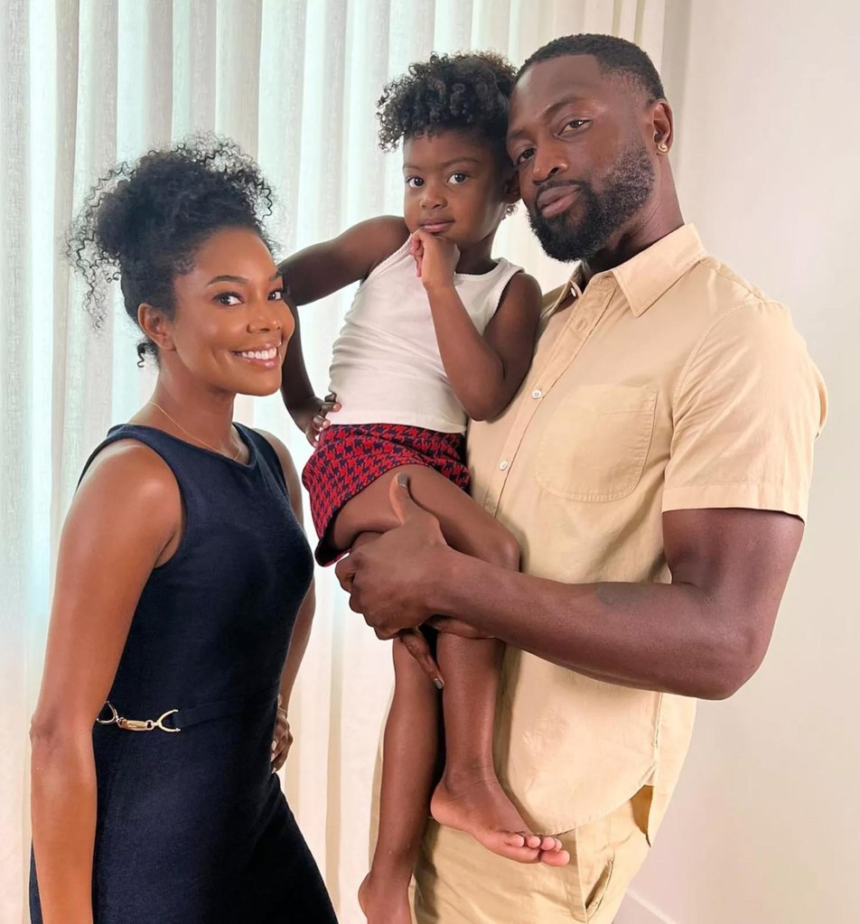 Dwyane Wade and Gabrielle Union with their daughter Kaavia. 