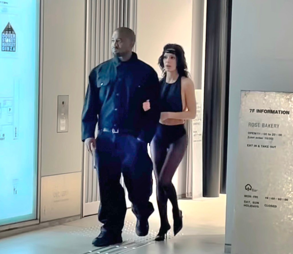 Bianca Censori and Kanye West in Tokyo on Oct. 22, 2024. 