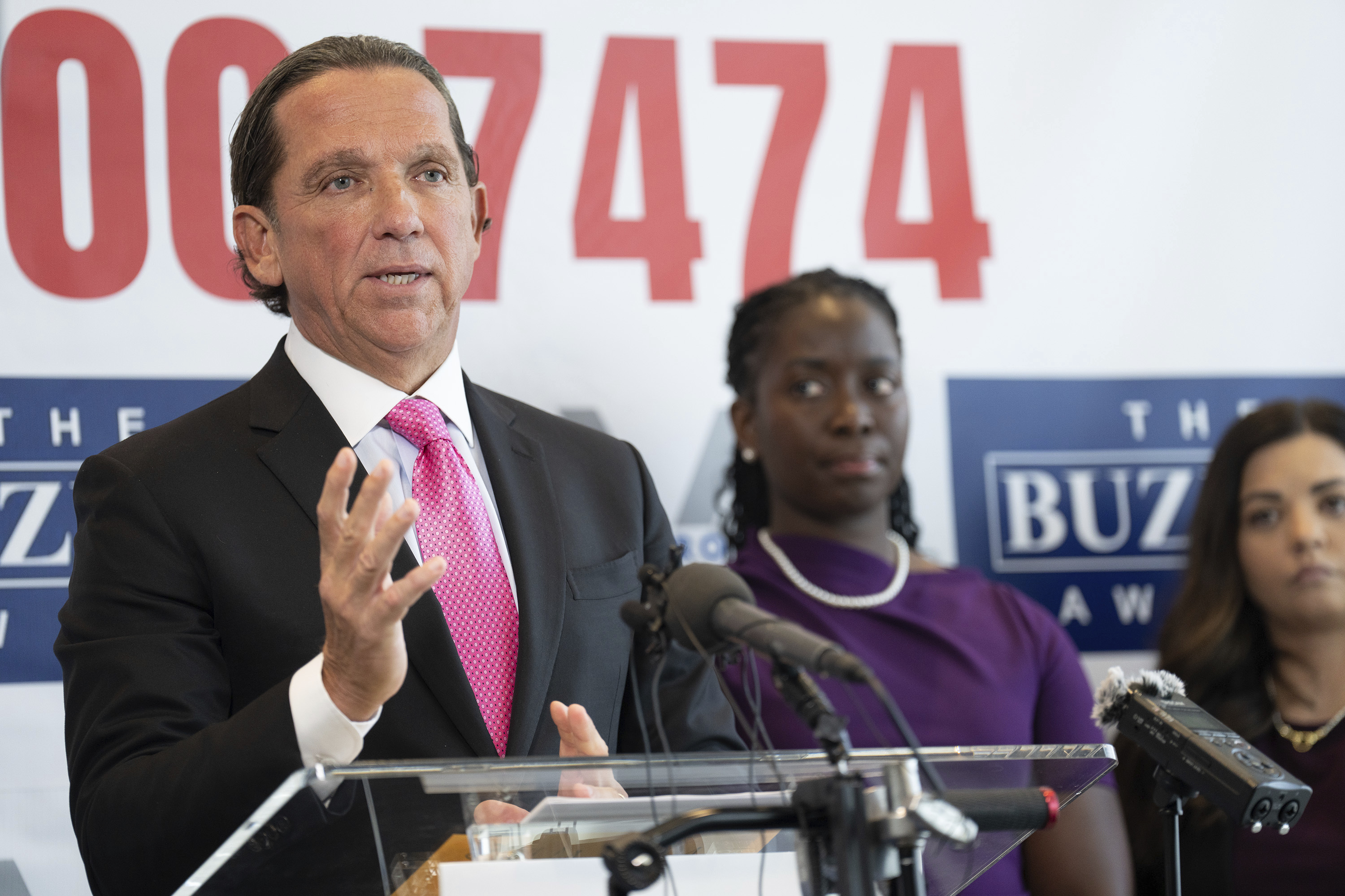 Tony Buzbee during a press confernece.