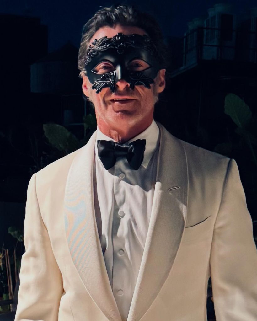 Hugh Jackman looks ready for a masquerade.