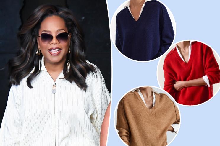 Oprah with insets of sweaters