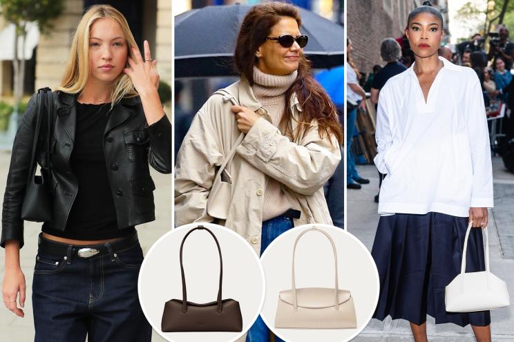 Lila Moss, Katie Holmes and Gabrielle Union with insets of Freja NY bags