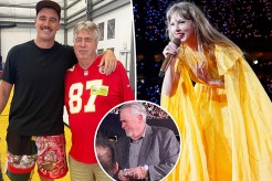 Travis Kelce, Ed Kelce and Taylor Swift