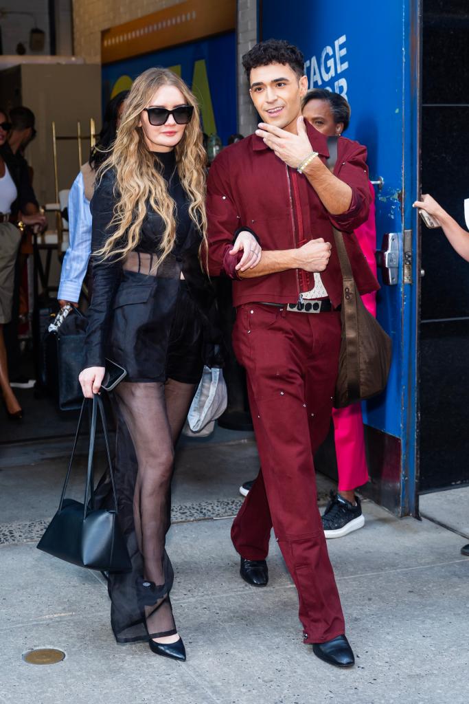 Anna Delvey (L) and Ezra Sosa are seen in Midtown on Sept. 04, 2024 in New York City. 