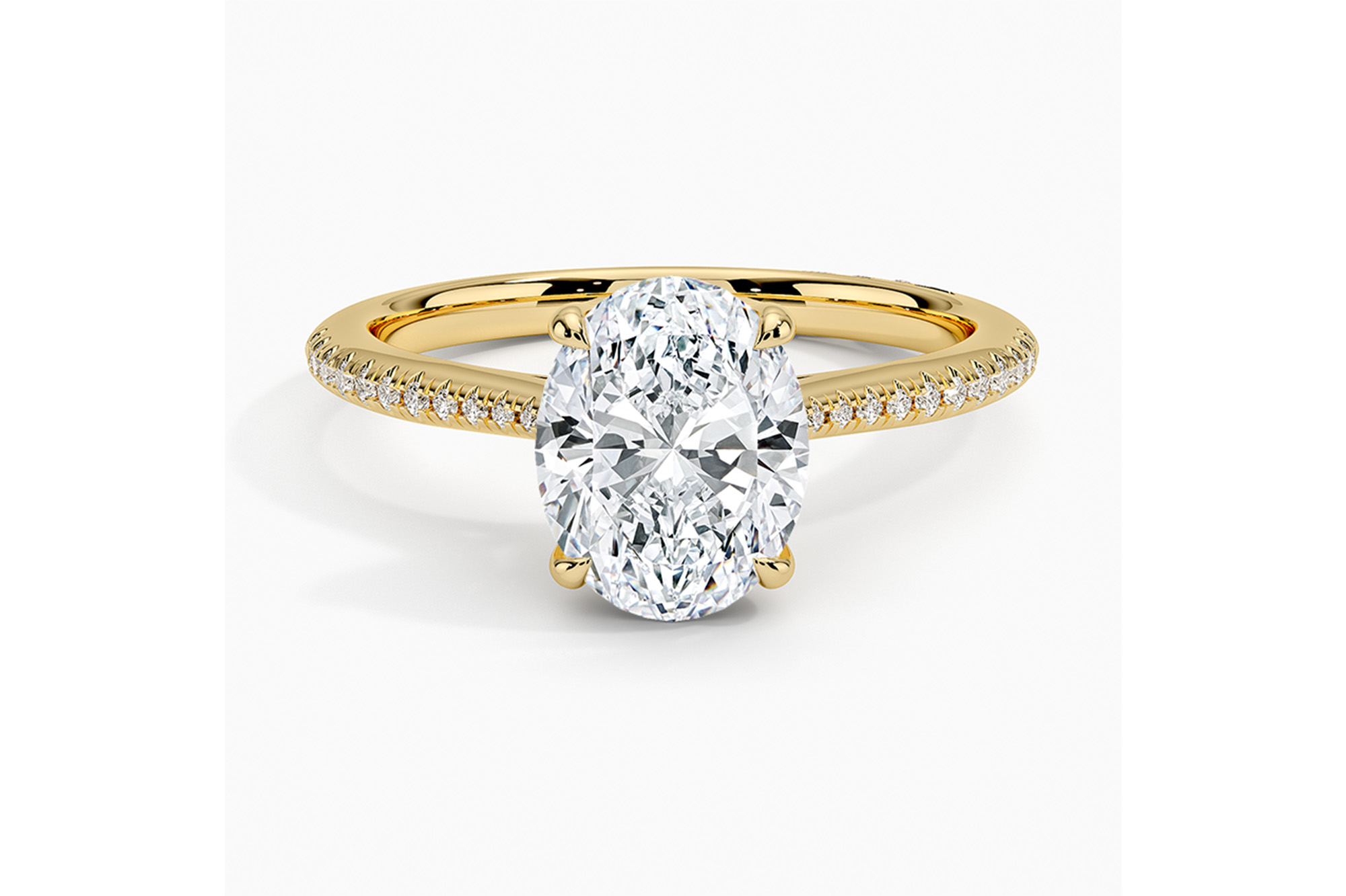 An oval-cut engagement ring