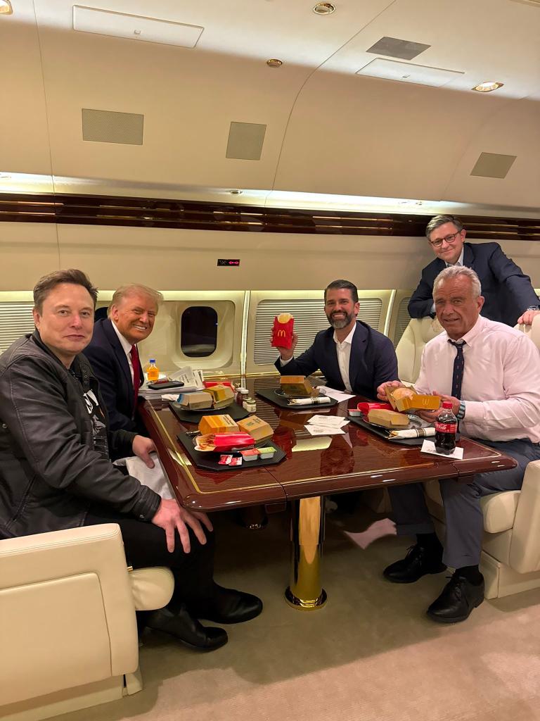 But Kennedy -- who dropped his own presidential ambitions to endorse Trump and become a cabinet pick -- was then spotted on Trump Force One himself sheepishly posing with a McDonald’s Big 