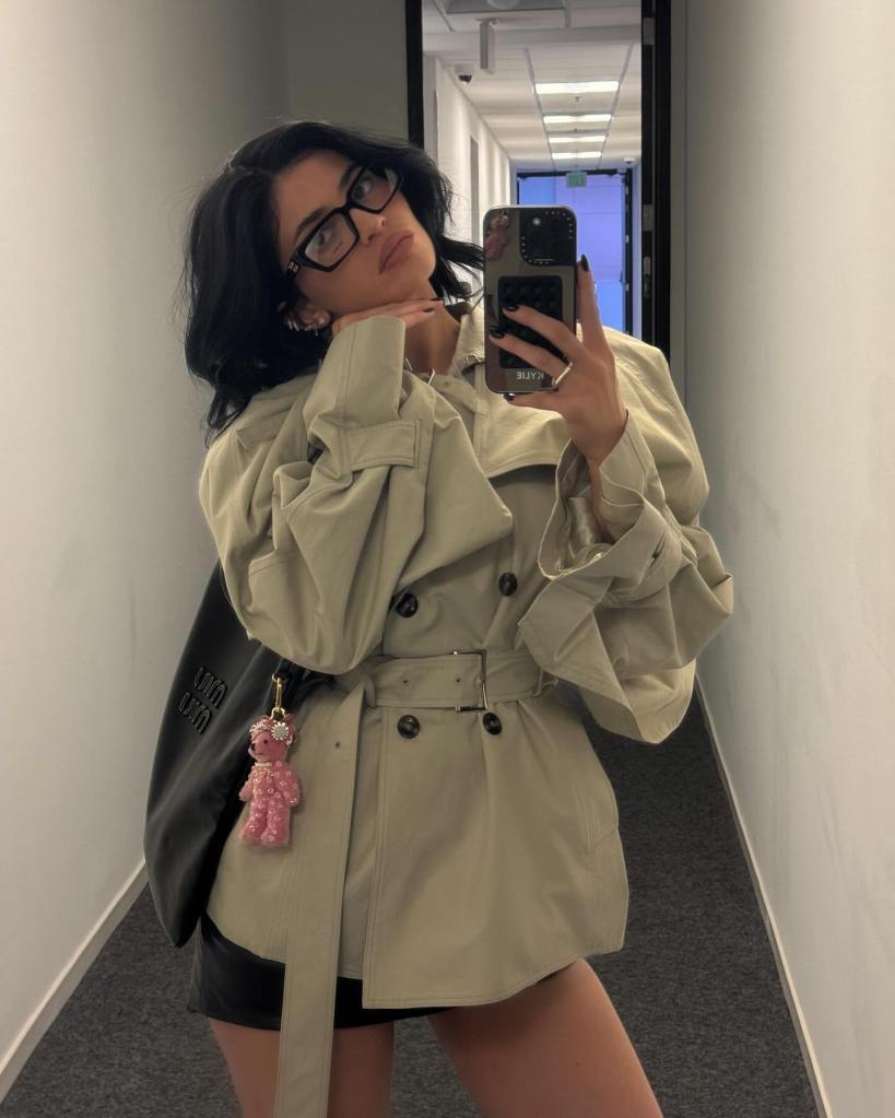 Kylie Jenner shows off a cute trench.