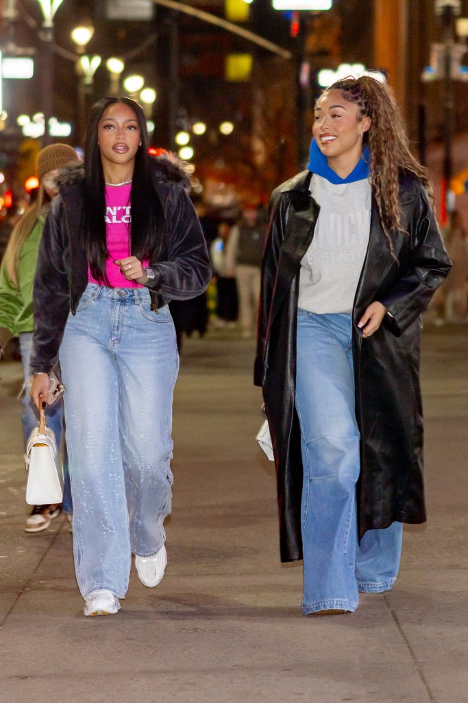 Jodie Woods and Jordyn Woods have a sister's night out in NYC.