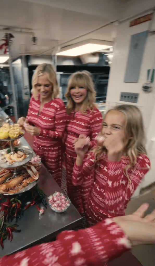 Skims 2024 holiday campaign video featuring Goldie Hawn and her children Kate Hudson and Oliver Hudson with their families