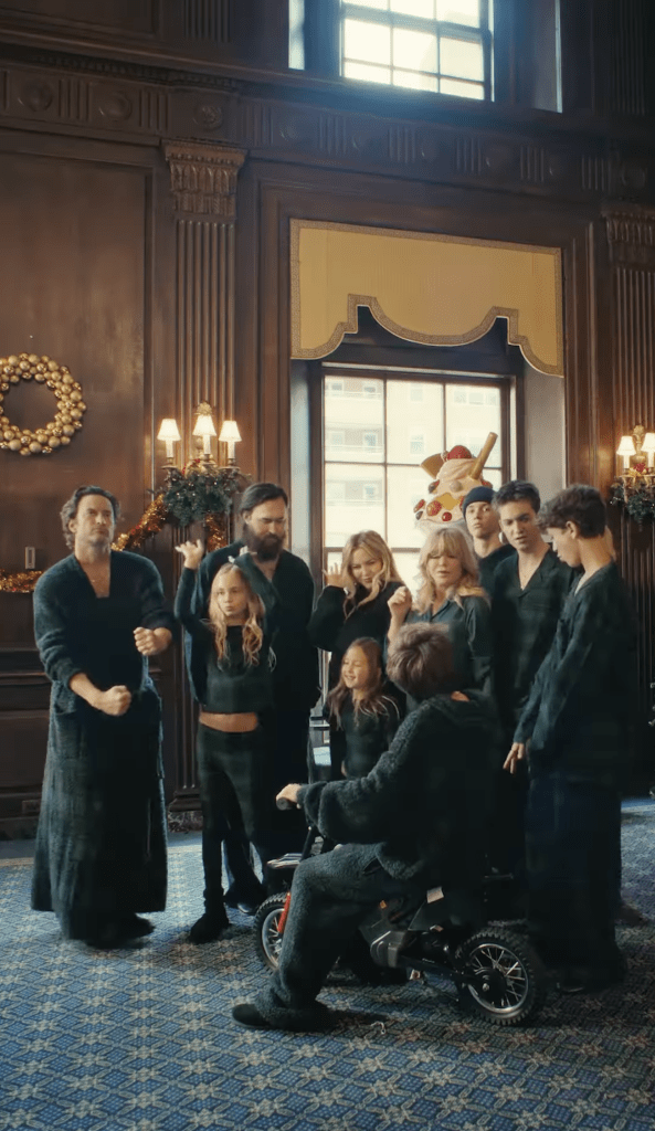 Skims 2024 holiday campaign video featuring Goldie Hawn and her children Kate Hudson and Oliver Hudson with their families