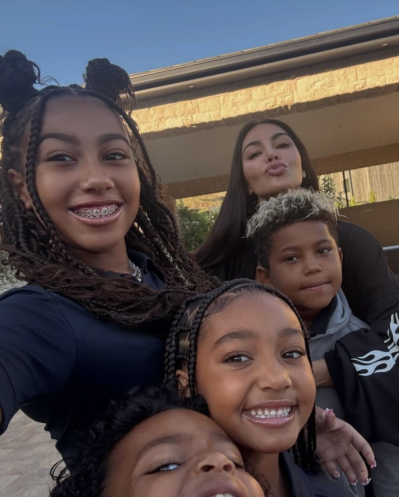 Kim Kardashian in a selfie with her four kids in September 2024. 