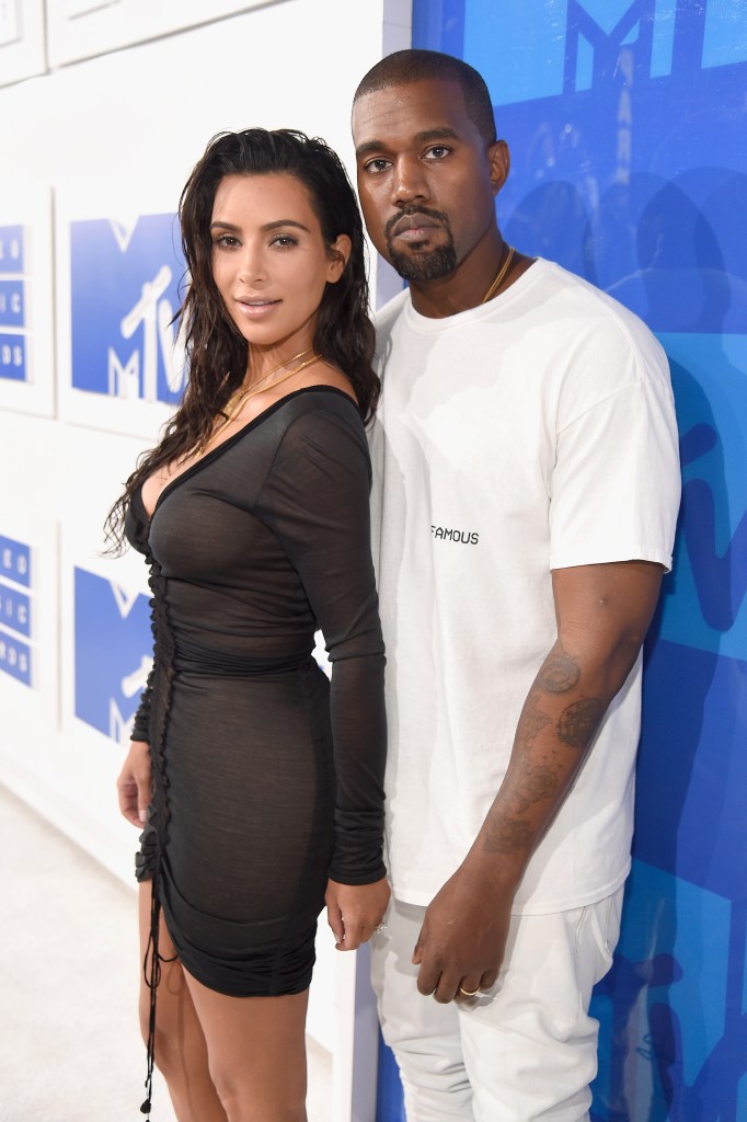 Kim Kardashian and Kanye West at August 2016 MTV VMAs