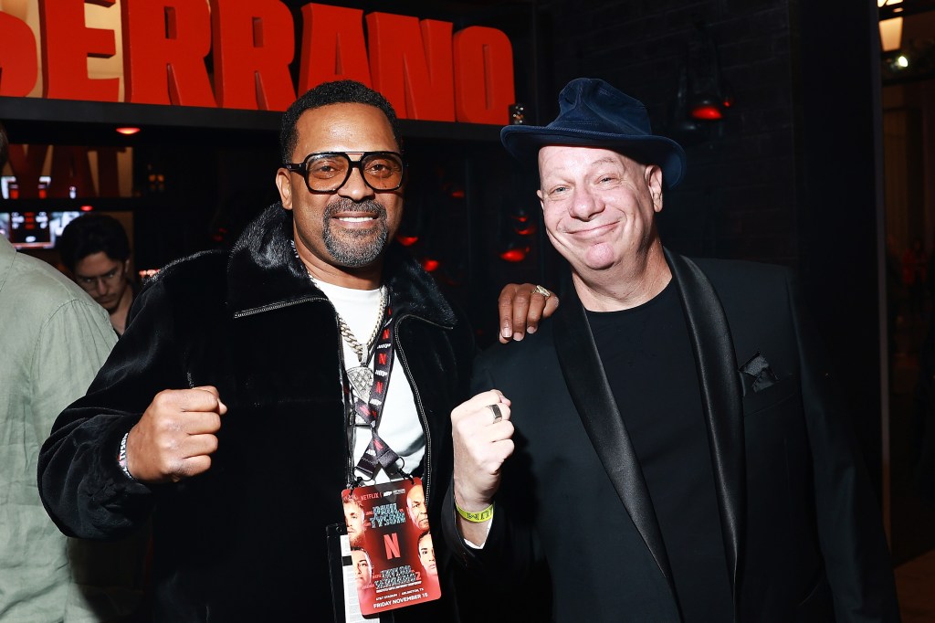 Mike Epps and Jeff Ross attend LIVE On Netflix: Jake Paul vs. Mike Tyson at AT&T Stadium