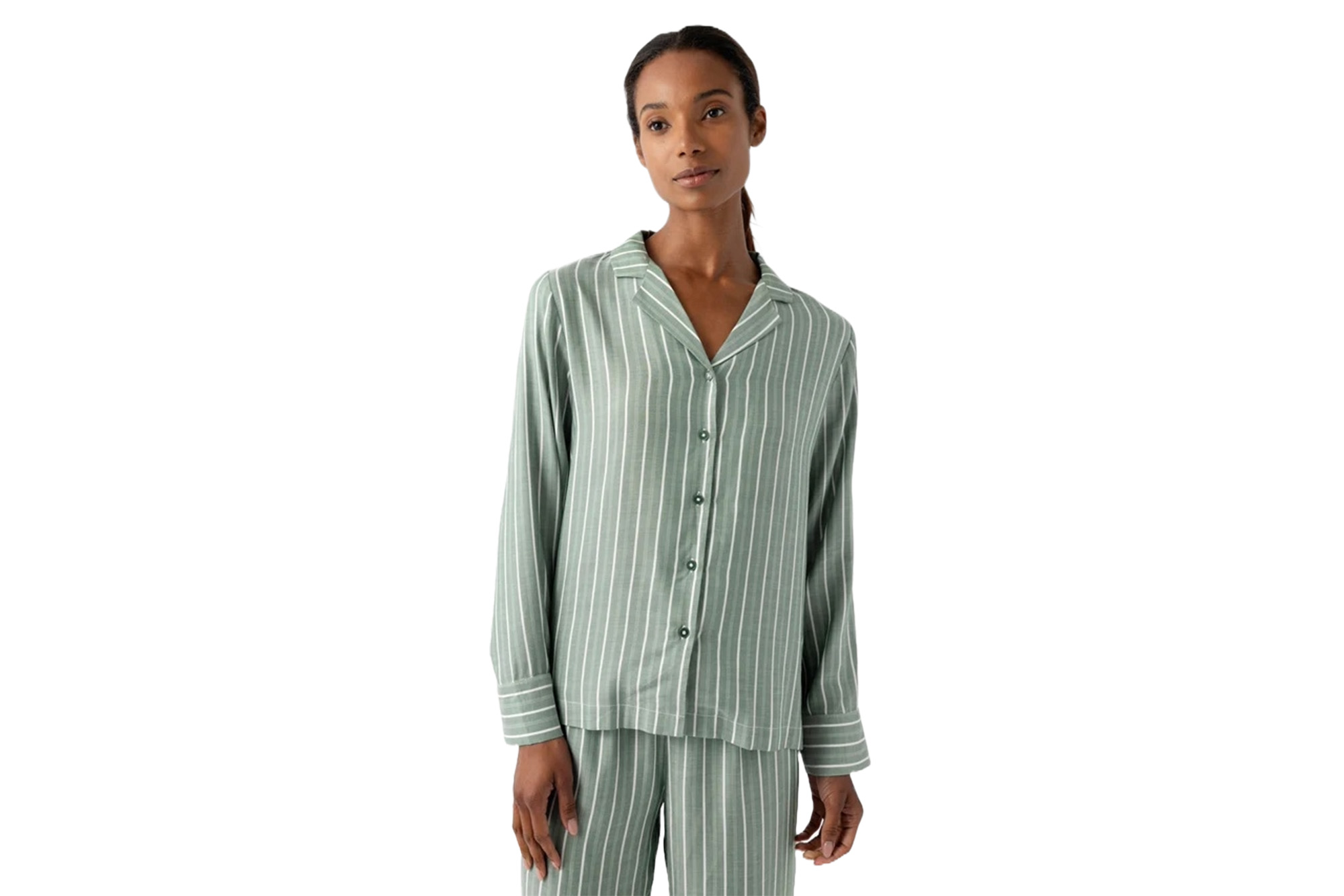 A model in striped pajamas