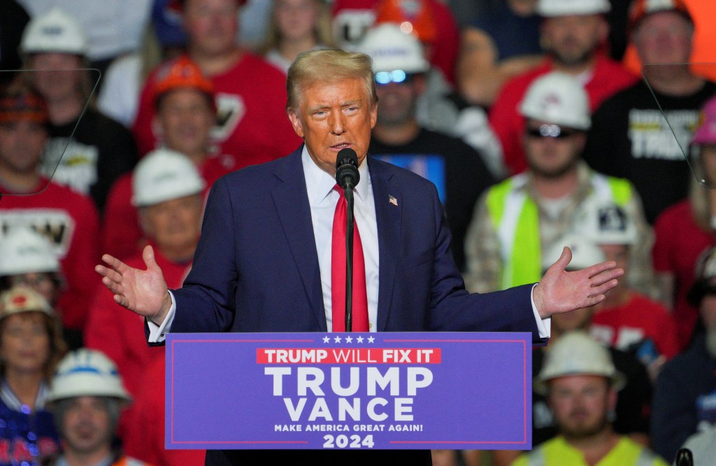  Donald Trump speaks during a campaign rally in Pittsburgh, Pennsylvania on Nov. 4. 