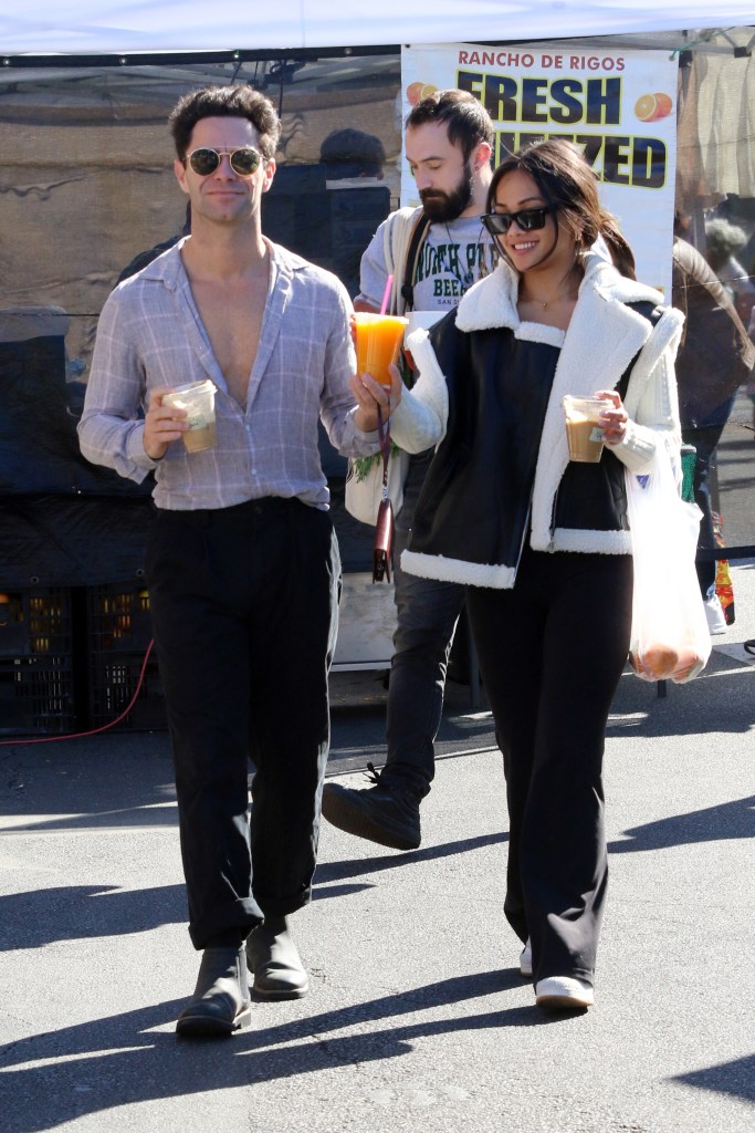 Sasha Farber and Jenn Tran are all smiles while shopping at the famre'rs market in California.