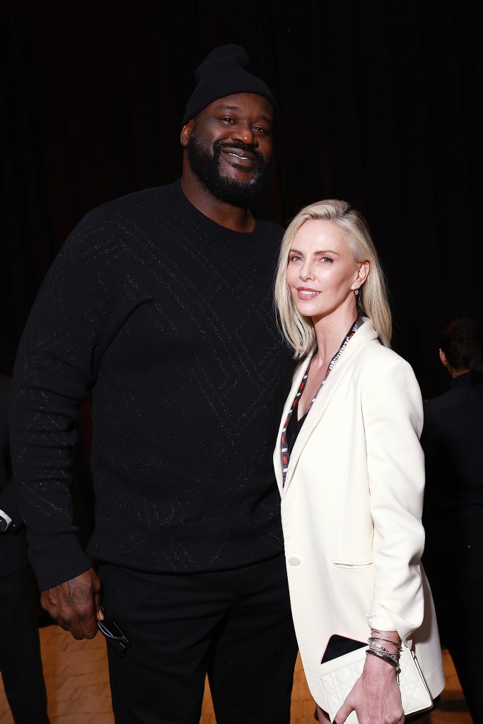 Shaquille O'Neal and Charlize Theron  attend LIVE On Netflix: Jake Paul vs. Mike Tyson at AT&T Stadium