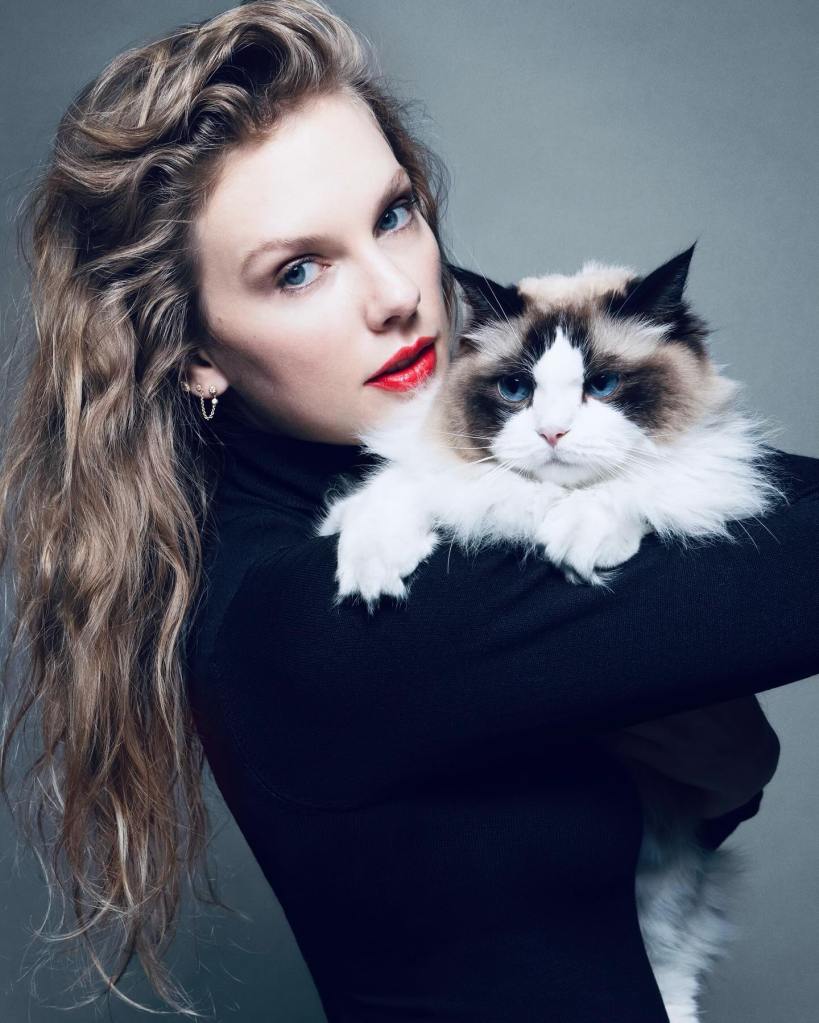 Taylor Swift poses with her cat for Kamala Harris endorsement.