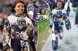 Simone Biles wears outfit made out of photos of husband Jonathan Owens to Bears game