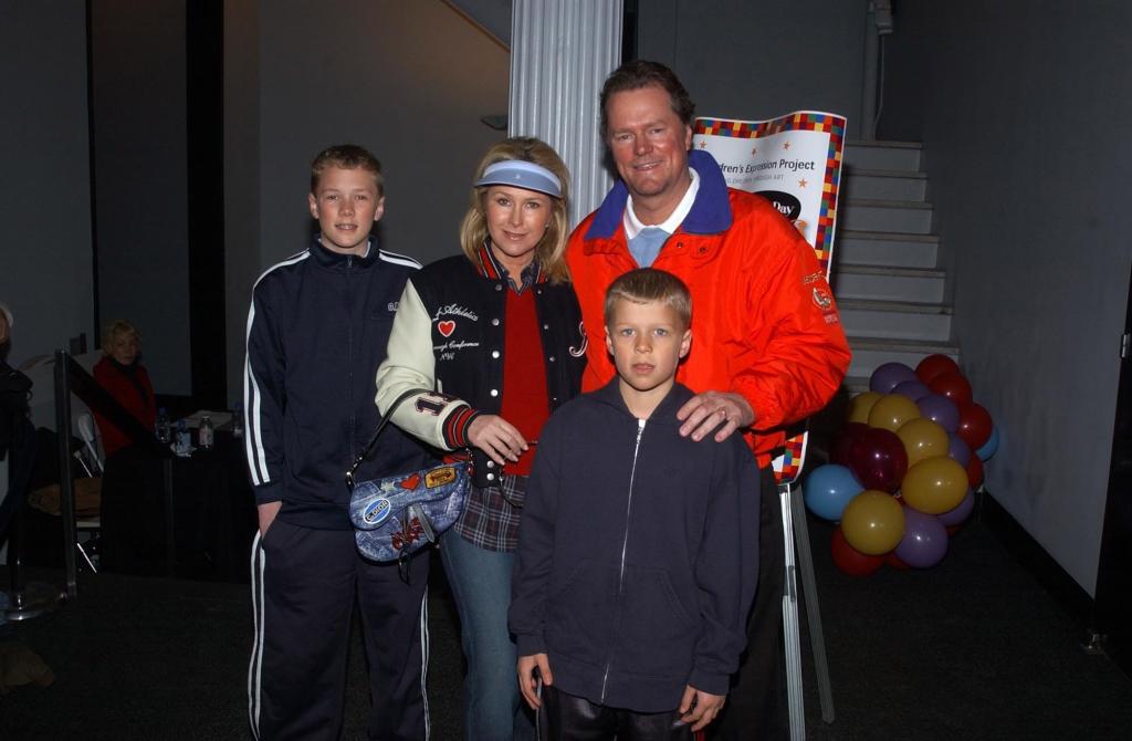 Barron Hilton, Kathy Hilton, Rick Hilton and Conrad Hilton in NYC in 2003