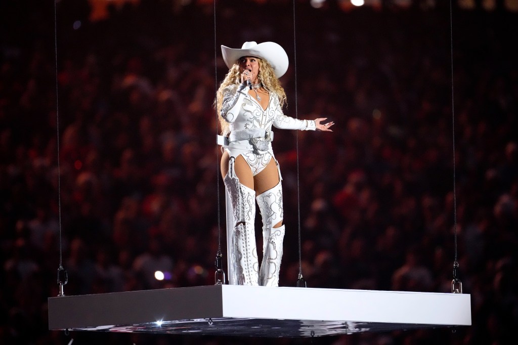 Beyoncé performing during the halftime show of the Baltimore Ravens vs. Houston Texans’ Christmas Day game.