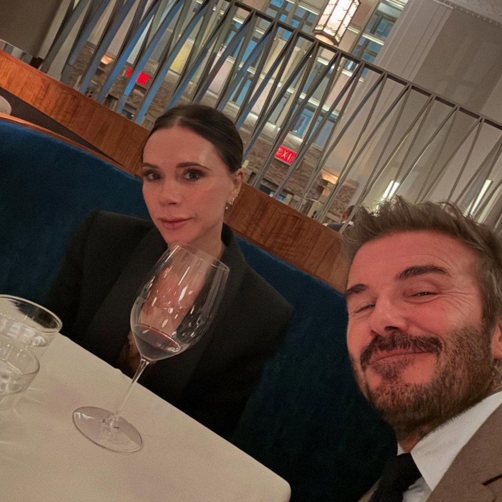 David Beckham and Victoria Beckham at Eleven Madison Park in an Instagram posted Dec. 17. 