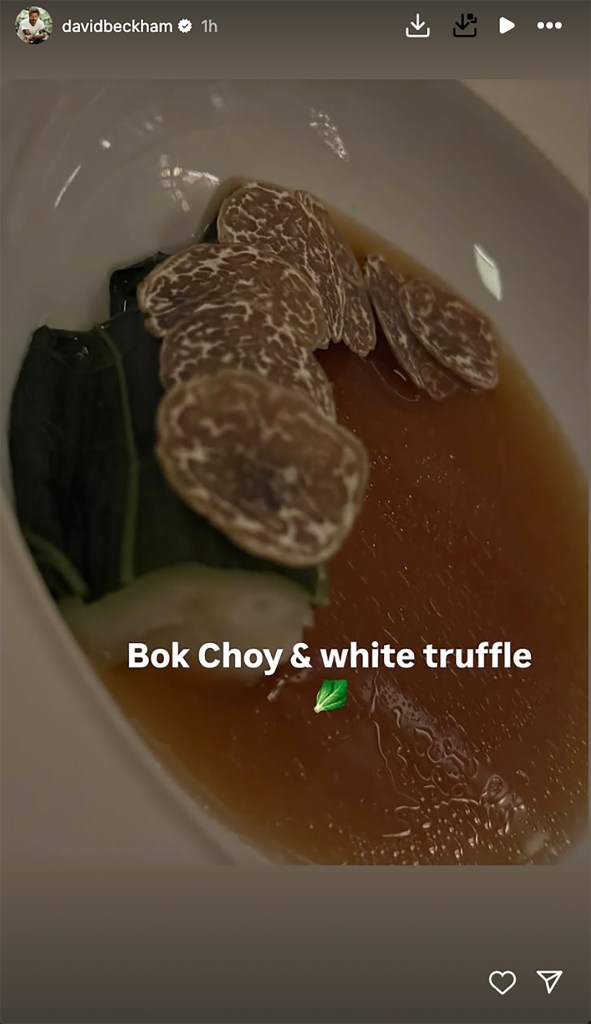 A dish from David and Victoria Beckham's date night at Eleven Madison Park posted on Instagram Dec. 17. 