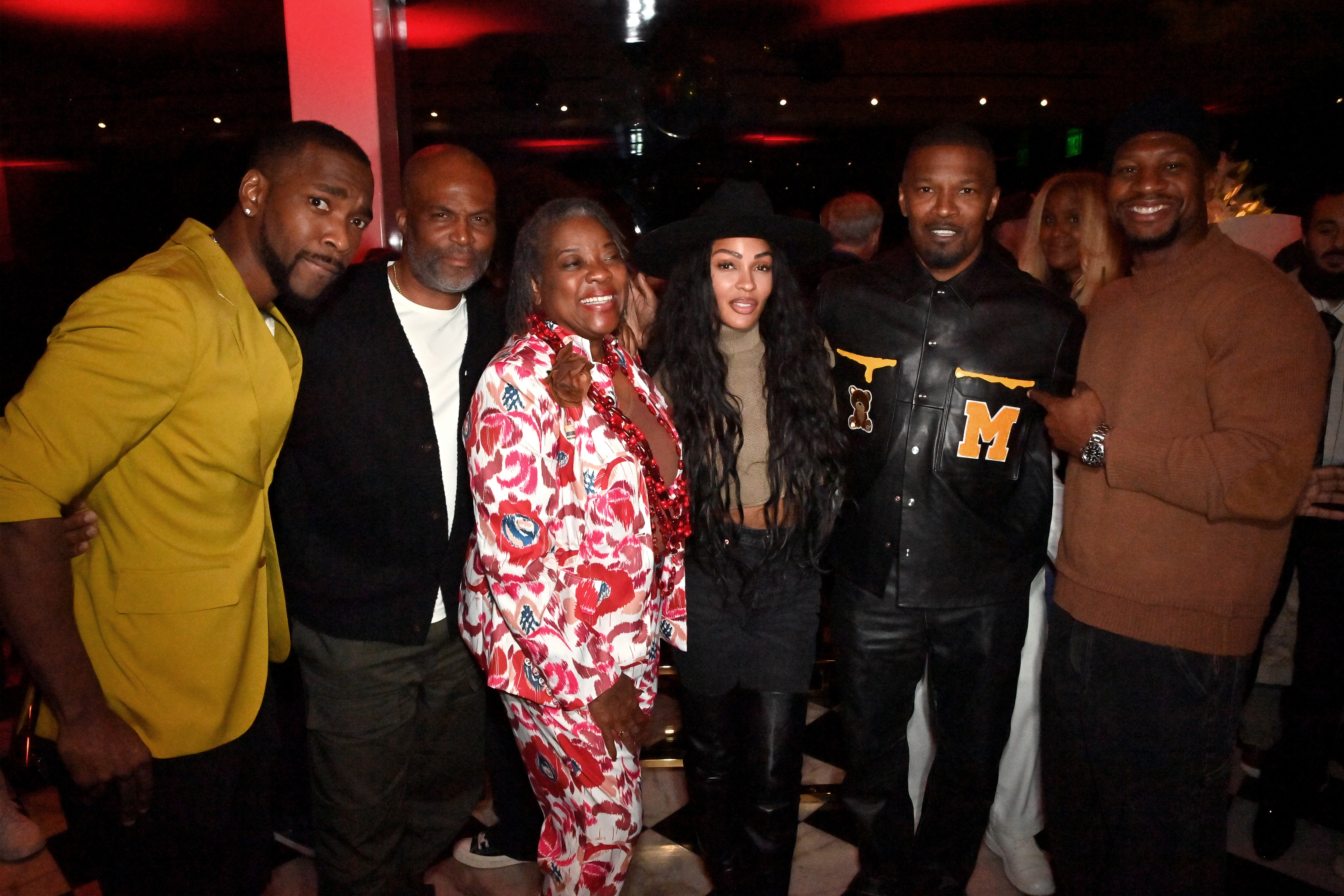 Jay Pharoah, Chris Spencer, Loretta Devine, Meagan Good, Jamie Foxx and Jonathan Majors at Mr. Chow.