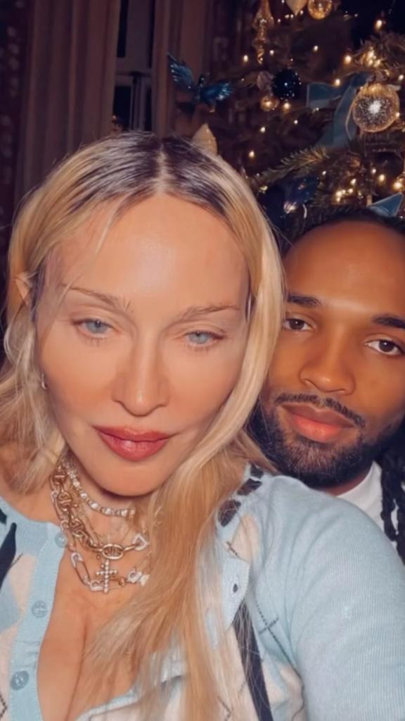 Madonna and Akeem Morris celebrating Christmas and Hanukkah 2024