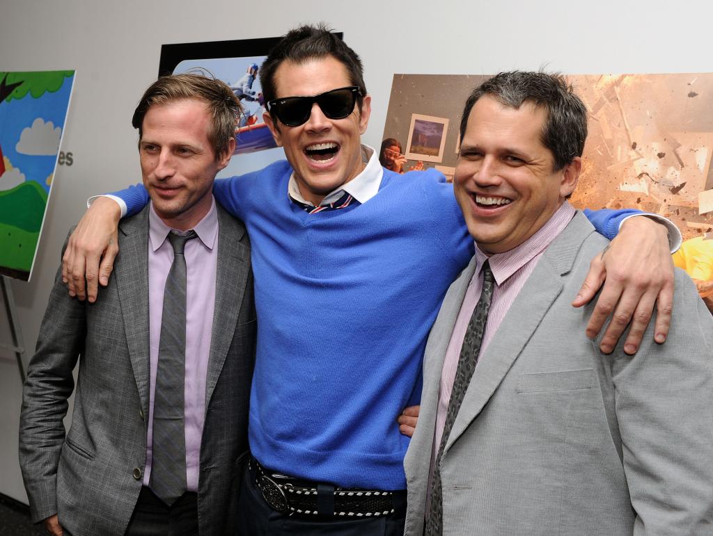 Spike Jonze, Johnny Knoxville and Jeff Tremaine in 2010.