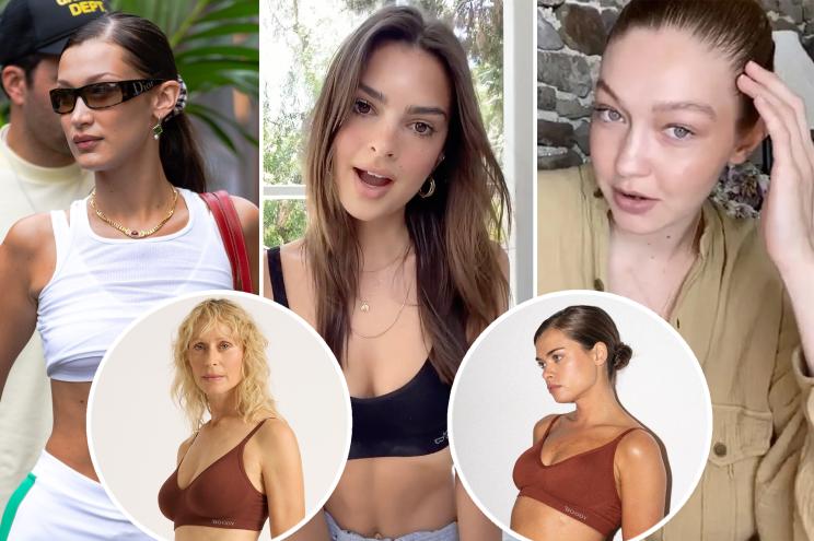 Bella Hadid, Emily Ratajkowski and Gigi Hadid with inests of models in Boody bras