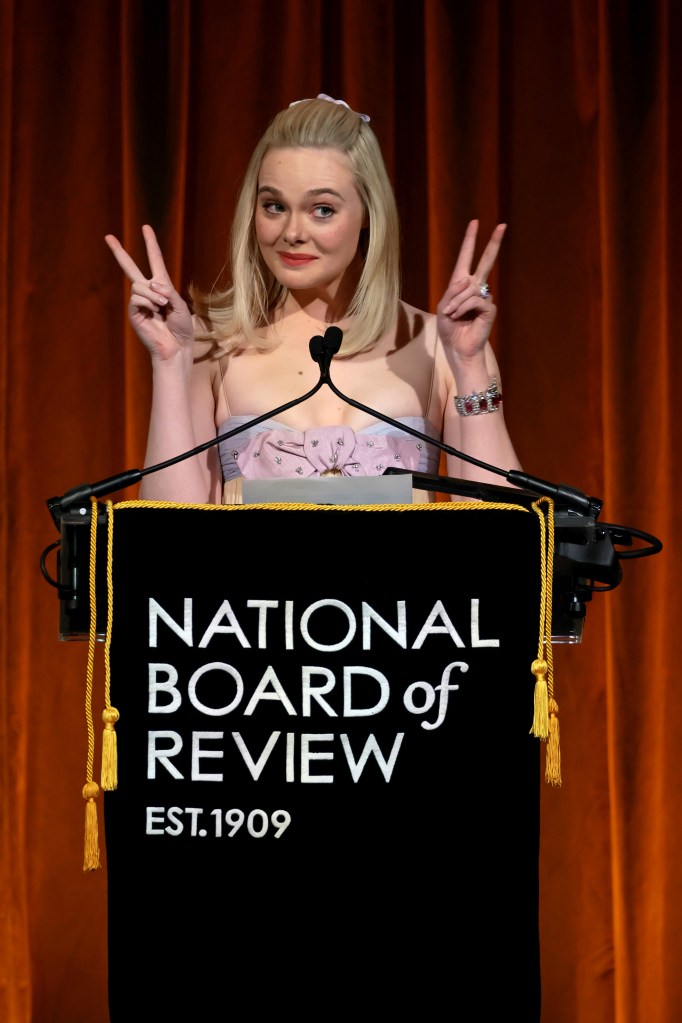 Elle Fanning attends The National Board of Review Annual Awards Gala  at Cipriani 42nd Street on January 07, 2025 in New York City.