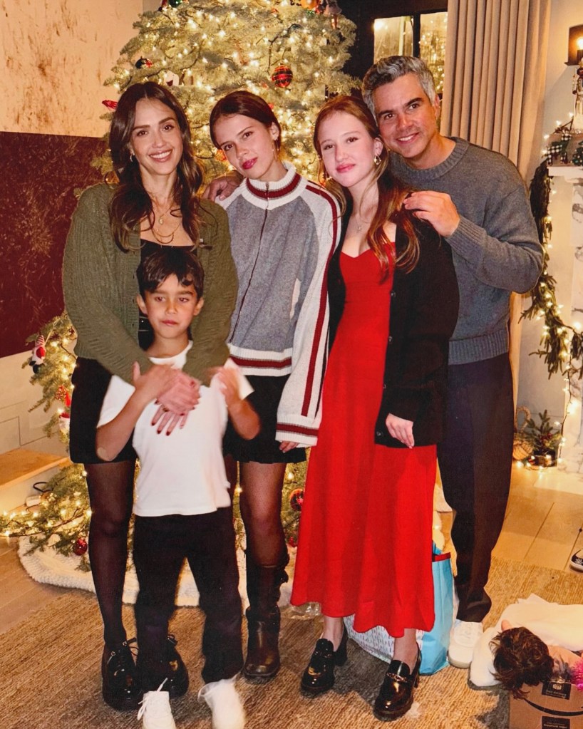 Jessica Alba, Cash Warren and their kids celebrating Christmas 2024