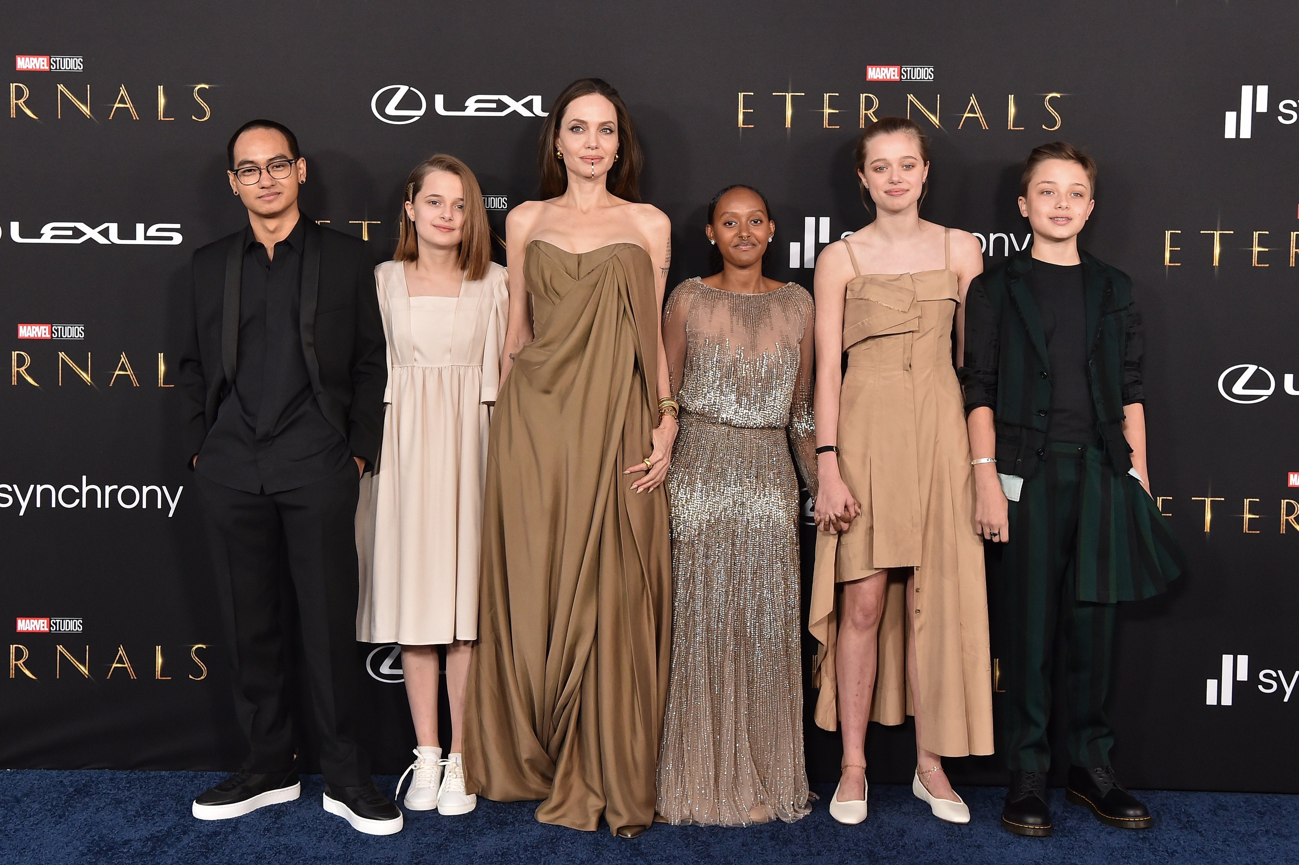 Angelina Jolie and her children on the red carpet