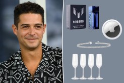 Wells Adams with insets of cologne, champagne flutes, a tennis bracelet and AirTags