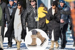 Meghan Markle with insets of snowboots