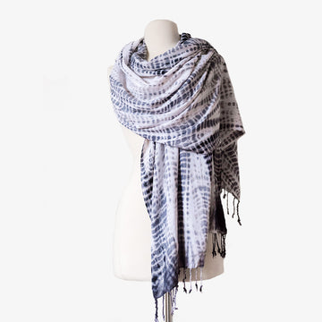 Angie Scarf, Crafted by Congolese, Somali, South Sudanese and Ethiopian Refugees, Hand-dyed Shibori Scarves, RefuSHE