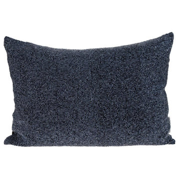 Shimmering Metallic Blue Beaded Luxury Throw Pillow