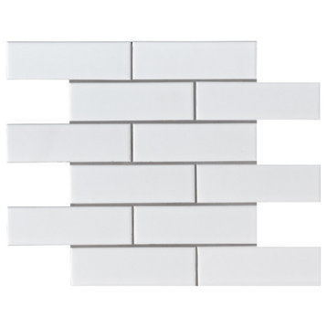 Retro Brick Bianco 2X6 Subway Tile, 15 Sheets