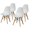 Ailsa Molded Pp Chair Maple Dowel Legs, White (Set Of 4)