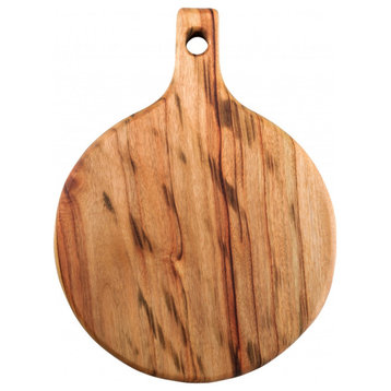 12" Natural Wood Anti Bacterial Round Pizza Paddle Board