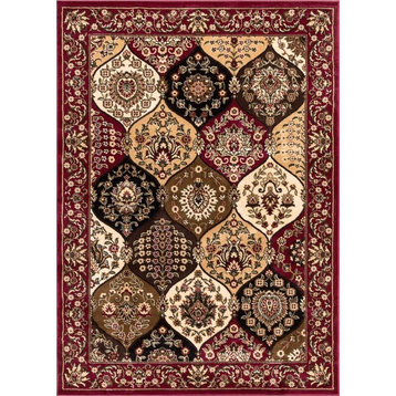 Well Woven Barclay Wentworth Panel Traditional Red Oval Rug 5'3" x 6'10" Oval