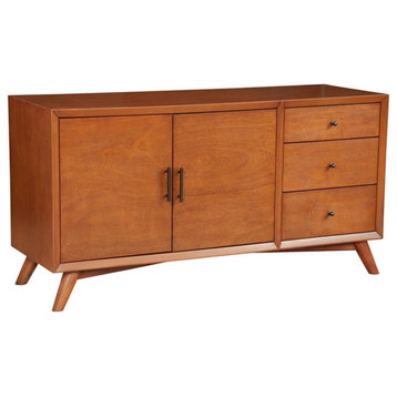 Bowery Hill Mid-Century Wood 3 Drawer Sideboard in Acorn Brown